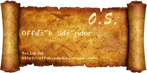 Offák Sándor névjegykártya